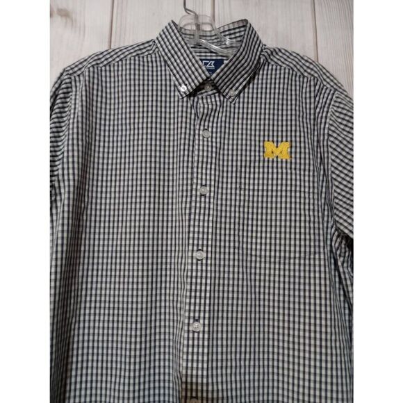 Michigan Wolverines Cutter and Buck Shirt Men's Medium Black White Button Front - Picture 3 of 9